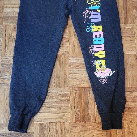 SpongeBob Squarepants Black and Yellow Sweatpants with Elastic Cuffs Size MEDIUM - Picture 5 of 7